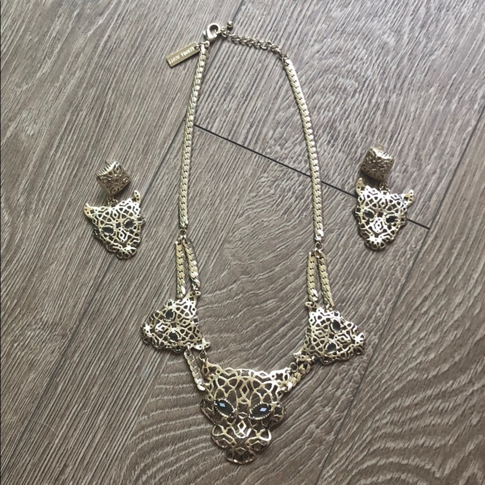 Rare Kendra Scott Panther Necklace and Earrings